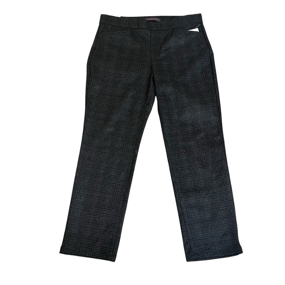 Gloria Vanderbilt Plaid Pull-On Straight Leg Ponte Trouser Pants Sz 12P